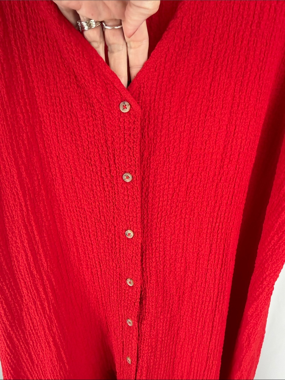 Anthropologie Red Midi Button-Front Dress - Picture 3 of 9